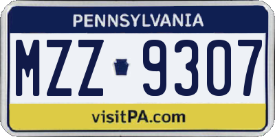 PA license plate MZZ9307