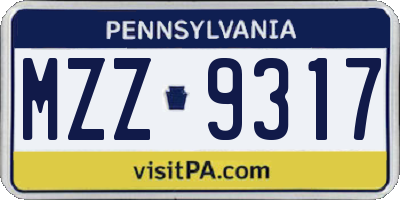 PA license plate MZZ9317