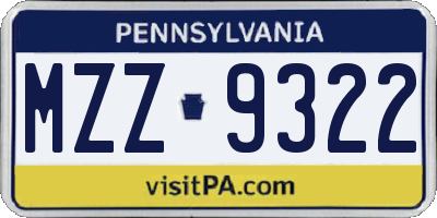 PA license plate MZZ9322