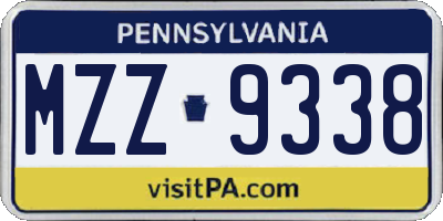 PA license plate MZZ9338