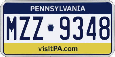 PA license plate MZZ9348