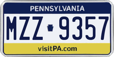 PA license plate MZZ9357