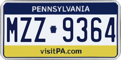 PA license plate MZZ9364