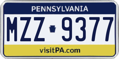 PA license plate MZZ9377