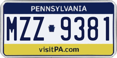 PA license plate MZZ9381