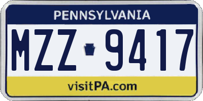 PA license plate MZZ9417
