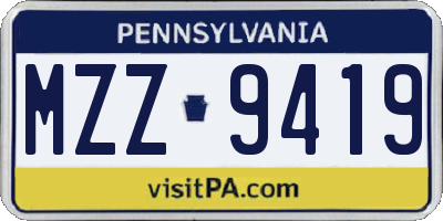 PA license plate MZZ9419