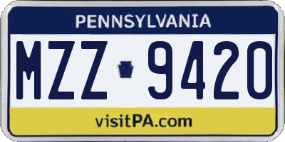 PA license plate MZZ9420