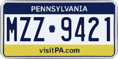 PA license plate MZZ9421