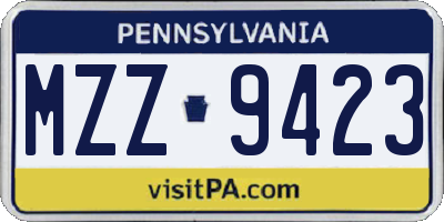 PA license plate MZZ9423