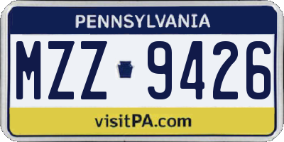 PA license plate MZZ9426