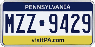 PA license plate MZZ9429