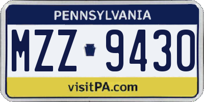 PA license plate MZZ9430