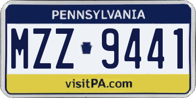 PA license plate MZZ9441