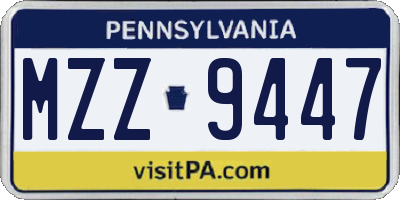 PA license plate MZZ9447