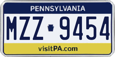 PA license plate MZZ9454