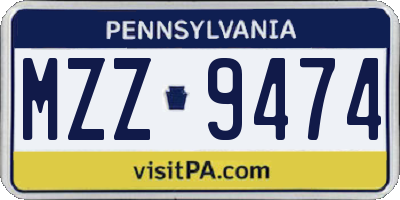 PA license plate MZZ9474