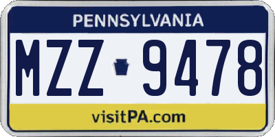 PA license plate MZZ9478