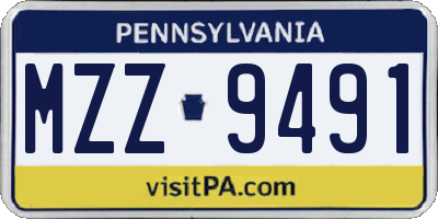 PA license plate MZZ9491