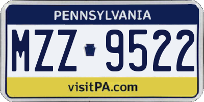 PA license plate MZZ9522
