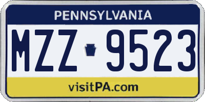 PA license plate MZZ9523