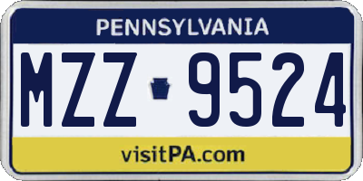 PA license plate MZZ9524