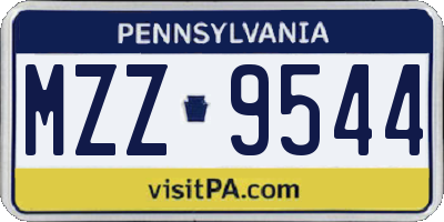 PA license plate MZZ9544