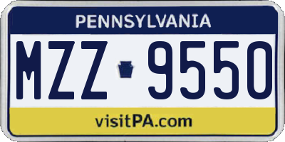 PA license plate MZZ9550