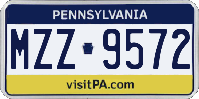 PA license plate MZZ9572