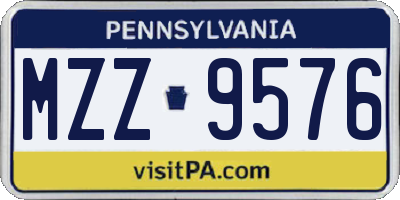 PA license plate MZZ9576