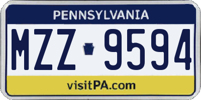 PA license plate MZZ9594