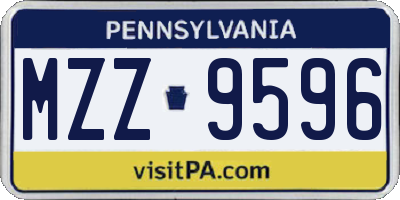 PA license plate MZZ9596