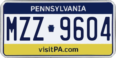 PA license plate MZZ9604