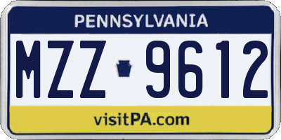 PA license plate MZZ9612