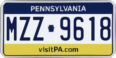 PA license plate MZZ9618