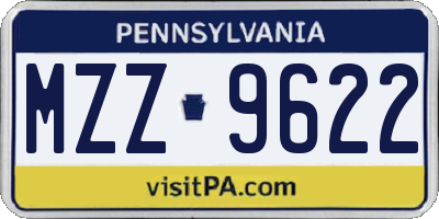 PA license plate MZZ9622