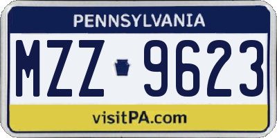 PA license plate MZZ9623