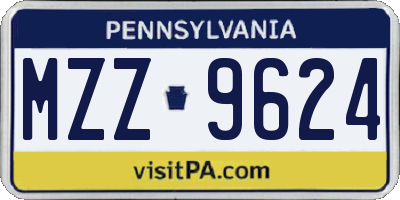PA license plate MZZ9624