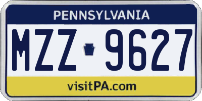 PA license plate MZZ9627