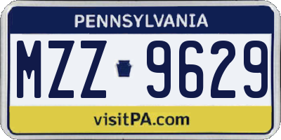 PA license plate MZZ9629