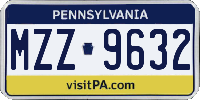 PA license plate MZZ9632