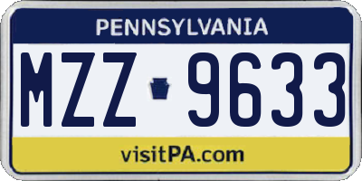 PA license plate MZZ9633