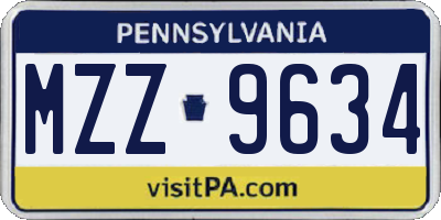 PA license plate MZZ9634