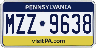 PA license plate MZZ9638