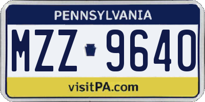PA license plate MZZ9640