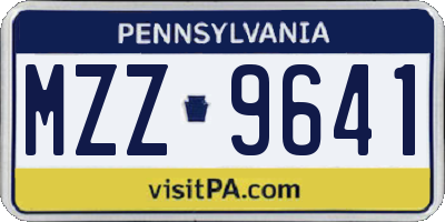 PA license plate MZZ9641