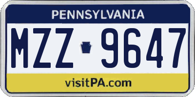 PA license plate MZZ9647