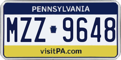 PA license plate MZZ9648