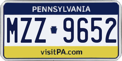 PA license plate MZZ9652