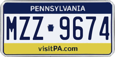 PA license plate MZZ9674